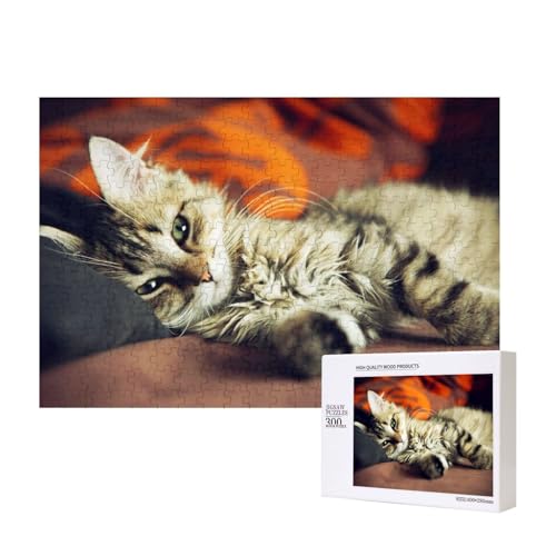 Ehrfurchtgebietende Maine Coon 300-teiliges Puzzle, Für Kinder ab 9 Jahren Lernspielzeug-300 Teile 28X40cm von houhm