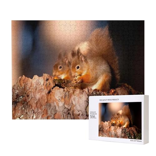 Eichhörnchen isst Walnüsse Puzzle für 500 Personen, für Erwachsene und Kinder ab 12 Jahren, anspruchsvolles Puzzle, Puzzlegröße 38 x 52 cm von houhm