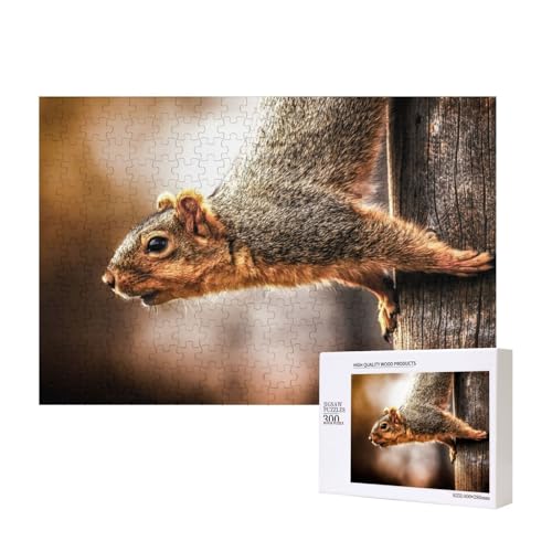 Eichhörnchen klettert einen Baum herunter 300-teiliges Puzzle, Für Kinder ab 9 Jahren Lernspielzeug-300 Teile 28X40cm von houhm