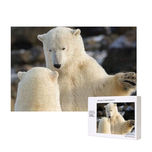 Eisbär, Vater, Und, Sohn 300-teiliges Puzzle, Für Kinder ab 9 Jahren Lernspielzeug-300 Teile 28X40cm von houhm