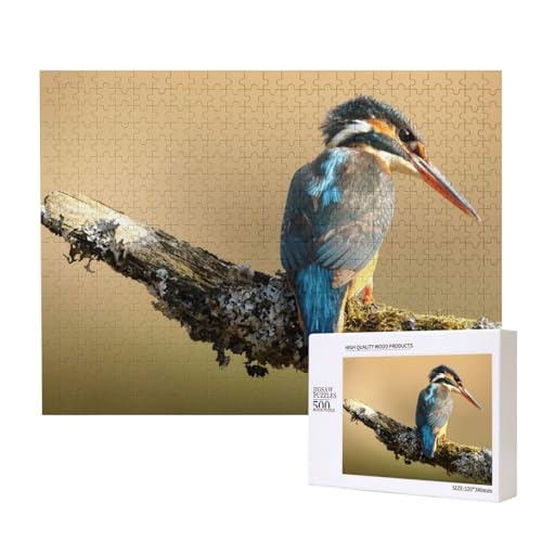 Eisvogel in der Frühlingssonne Puzzle für 500 Personen, für Erwachsene und Kinder ab 12 Jahren, anspruchsvolles Puzzle, Puzzlegröße 38 x 52 cm von houhm