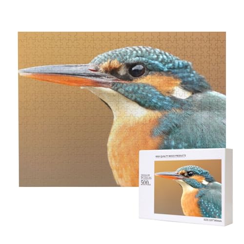 Eisvogel mit runden Augen Puzzle für 500 Personen, für Erwachsene und Kinder ab 12 Jahren, anspruchsvolles Puzzle, Puzzlegröße 38 x 52 cm von houhm