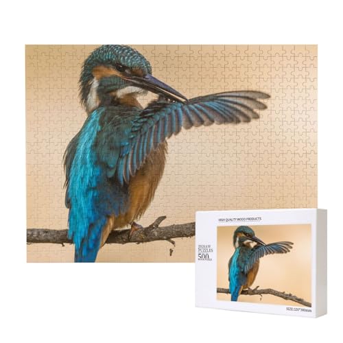 Eisvogel putzt Sein Gefieder Puzzle für 500 Personen, für Erwachsene und Kinder ab 12 Jahren, anspruchsvolles Puzzle, Puzzlegröße 38 x 52 cm von houhm