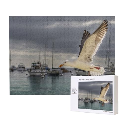 Fischerboot und Möwen Puzzle für 500 Personen, für Erwachsene und Kinder ab 12 Jahren, anspruchsvolles Puzzle, Puzzlegröße 38 x 52 cm von houhm