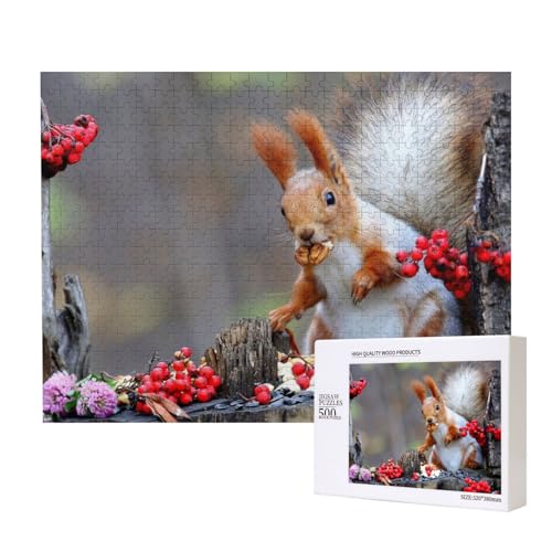 Fleißiges kleines Eichhörnchen Puzzle für 500 Personen, für Erwachsene und Kinder ab 12 Jahren, anspruchsvolles Puzzle, Puzzlegröße 38 x 52 cm von houhm