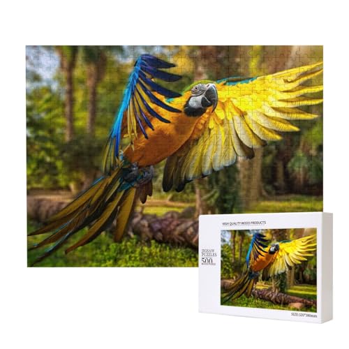 Fliegender Papagei Puzzle für 500 Personen, für Erwachsene und Kinder ab 12 Jahren, anspruchsvolles Puzzle, Puzzlegröße 38 x 52 cm von houhm