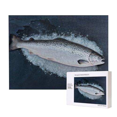 Frischer Lachs Puzzle für 500 Personen, für Erwachsene und Kinder ab 12 Jahren, anspruchsvolles Puzzle, Puzzlegröße 38 x 52 cm von houhm