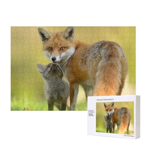 Fuchs, Mutter und Sohn 300-teiliges Puzzle, Für Kinder ab 9 Jahren Lernspielzeug-300 Teile 28X40cm von houhm