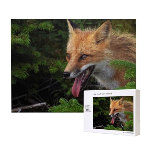 Fuchs mit Langer Zunge Puzzle für 500 Personen, für Erwachsene und Kinder ab 12 Jahren, anspruchsvolles Puzzle, Puzzlegröße 38 x 52 cm von houhm