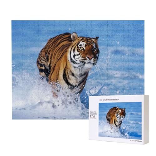 Furchtloser Tiger Puzzle für 500 Personen, für Erwachsene und Kinder ab 12 Jahren, anspruchsvolles Puzzle, Puzzlegröße 38 x 52 cm von houhm