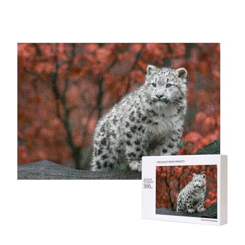 Gefleckter weißer Tiger 300-teiliges Puzzle, Für Kinder ab 9 Jahren Lernspielzeug-300 Teile 28X40cm von houhm