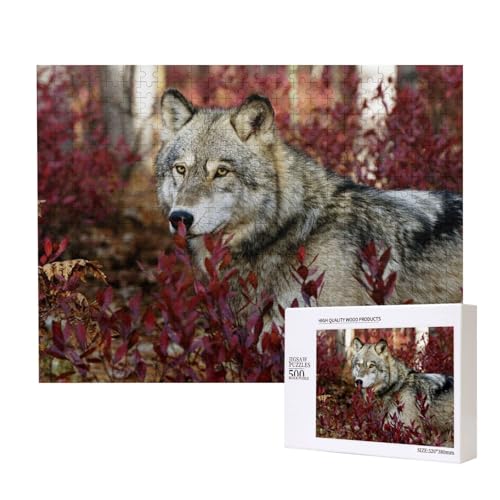 Gelbäugiger Wolf Puzzle für 500 Personen, für Erwachsene und Kinder ab 12 Jahren, anspruchsvolles Puzzle, Puzzlegröße 38 x 52 cm von houhm