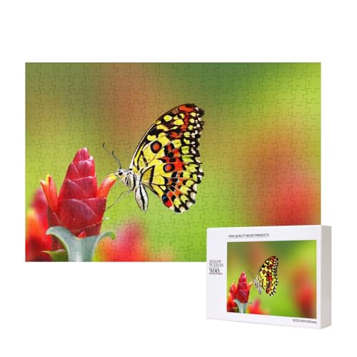 Gelber Schmetterling 300-teiliges Puzzle, Für Kinder ab 9 Jahren Lernspielzeug-300 Teile 28X40cm von houhm