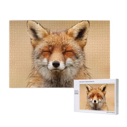 Gemächlicher Fuchs mit geschlossenen Augen Puzzle 1000 Teile für Erwachsene, Lernspiele, Heimdekorationspuzzle – Denksport-Puzzle 1000 Teile von houhm