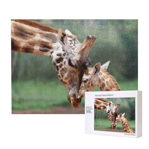 Giraffenmutter und Kind Puzzle für 500 Personen, für Erwachsene und Kinder ab 12 Jahren, anspruchsvolles Puzzle, Puzzlegröße 38 x 52 cm von houhm