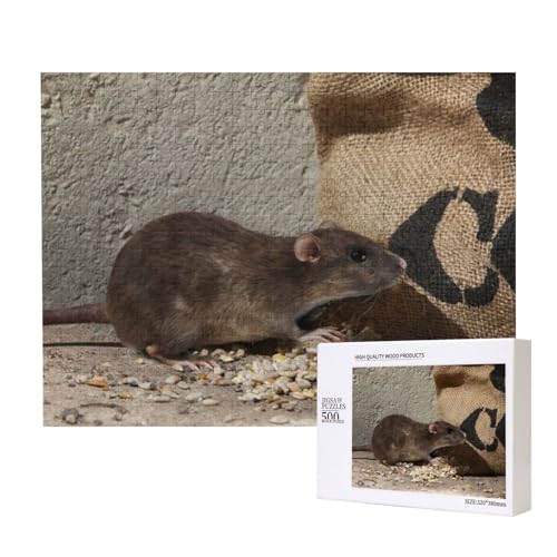 Große Ratte beißt in den Sack Puzzle für 500 Personen, für Erwachsene und Kinder ab 12 Jahren, anspruchsvolles Puzzle, Puzzlegröße 38 x 52 cm von houhm