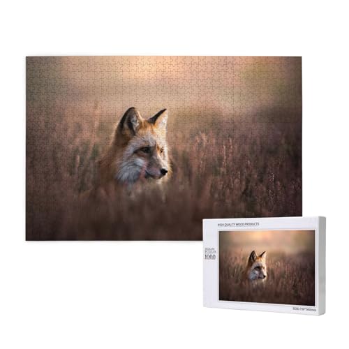 Heimlicher Fuchs in den Blumen Puzzle 1000 Teile für Erwachsene, Lernspiele, Heimdekorationspuzzle – Denksport-Puzzle 1000 Teile von houhm