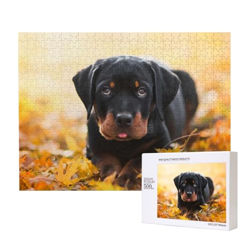 Hund mit rosa Zunge Puzzle für 500 Personen, für Erwachsene und Kinder ab 12 Jahren, anspruchsvolles Puzzle, Puzzlegröße 38 x 52 cm von houhm