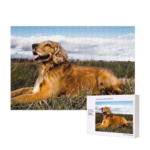 Hund unter der weißen Wolke 300-teiliges Puzzle, Für Kinder ab 9 Jahren Lernspielzeug-300 Teile 28X40cm von houhm