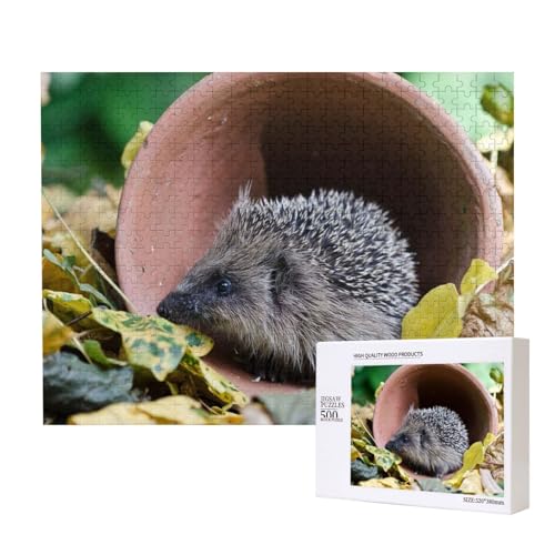 Igel in Keramik Puzzle für 500 Personen, für Erwachsene und Kinder ab 12 Jahren, anspruchsvolles Puzzle, Puzzlegröße 38 x 52 cm von houhm