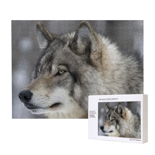 Intelligenter Wolf Puzzle für 500 Personen, für Erwachsene und Kinder ab 12 Jahren, anspruchsvolles Puzzle, Puzzlegröße 38 x 52 cm von houhm