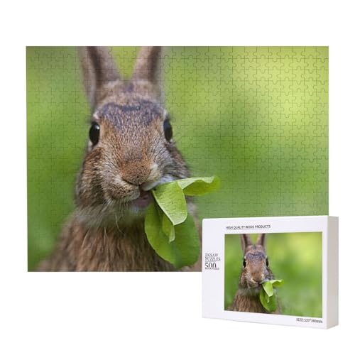 Kaninchen kauen Blätter Puzzle für 500 Personen, für Erwachsene und Kinder ab 12 Jahren, anspruchsvolles Puzzle, Puzzlegröße 38 x 52 cm von houhm