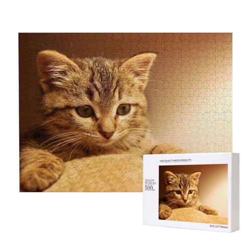 Katze auf Sackleinen Puzzle für 500 Personen, für Erwachsene und Kinder ab 12 Jahren, anspruchsvolles Puzzle, Puzzlegröße 38 x 52 cm von houhm