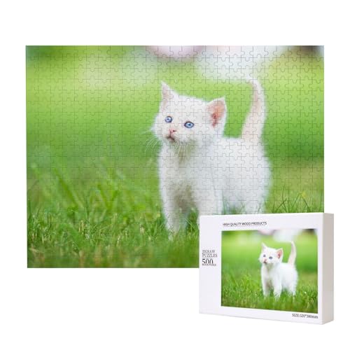 Katze mit Saphiraugen Puzzle für 500 Personen, für Erwachsene und Kinder ab 12 Jahren, anspruchsvolles Puzzle, Puzzlegröße 38 x 52 cm von houhm