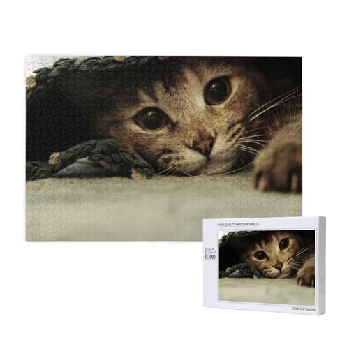 Katze unter der Decke Puzzle 1000 Teile für Erwachsene, Lernspiele, Heimdekorationspuzzle – Denksport-Puzzle 1000 Teile von houhm