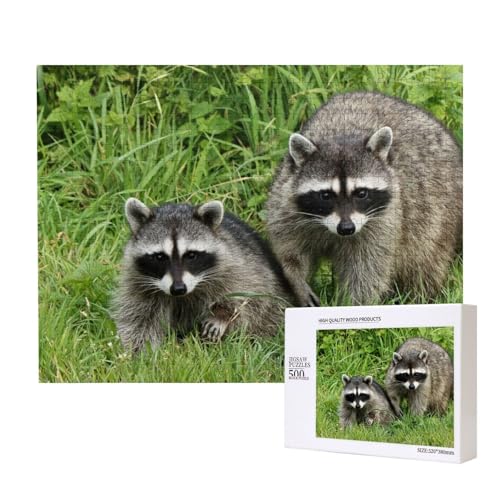 Kleiner Waschbär und Dicker Waschbär Puzzle für 500 Personen, für Erwachsene und Kinder ab 12 Jahren, anspruchsvolles Puzzle, Puzzlegröße 38 x 52 cm von houhm