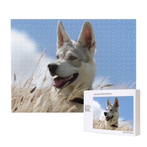 Kluger Hund mit aufgestellten Ohren Puzzle für 500 Personen, für Erwachsene und Kinder ab 12 Jahren, anspruchsvolles Puzzle, Puzzlegröße 38 x 52 cm von houhm