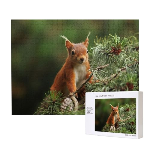 Kräftiges und geschicktes Eichhörnchen Puzzle für 500 Personen, für Erwachsene und Kinder ab 12 Jahren, anspruchsvolles Puzzle, Puzzlegröße 38 x 52 cm von houhm