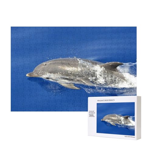 Lebhafter und intelligenter Delphin 300-teiliges Puzzle, Für Kinder ab 9 Jahren Lernspielzeug-300 Teile 28X40cm von houhm