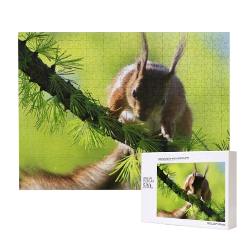 Leichtfüßiges Eichhörnchen Puzzle für 500 Personen, für Erwachsene und Kinder ab 12 Jahren, anspruchsvolles Puzzle, Puzzlegröße 38 x 52 cm von houhm