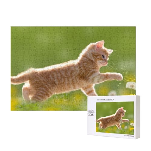 Löwenzahn, orange Katze 300-teiliges Puzzle, Für Kinder ab 9 Jahren Lernspielzeug-300 Teile 28X40cm von houhm