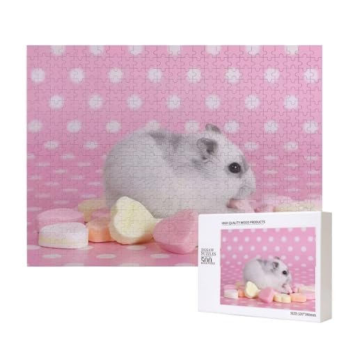 Marshmallow-Weißer Hamster Puzzle für 500 Personen, für Erwachsene und Kinder ab 12 Jahren, anspruchsvolles Puzzle, Puzzlegröße 38 x 52 cm von houhm