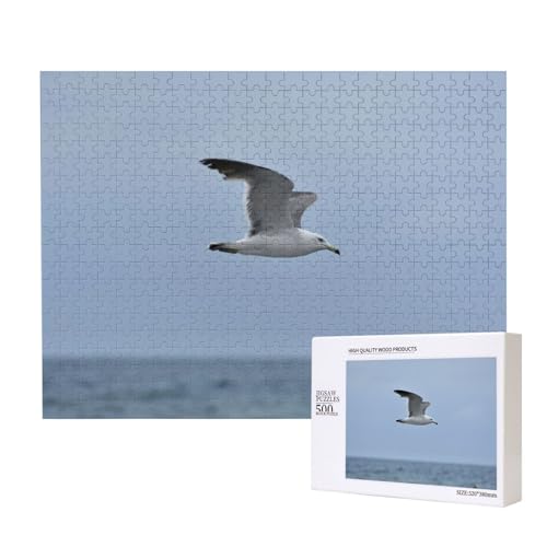 Mollige Möwe im Flug Puzzle für 500 Personen, für Erwachsene und Kinder ab 12 Jahren, anspruchsvolles Puzzle, Puzzlegröße 38 x 52 cm von houhm