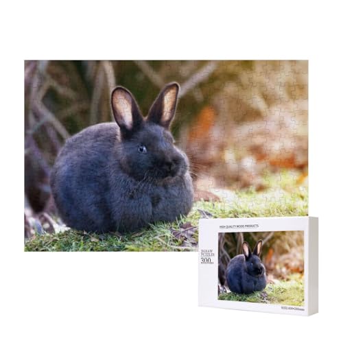 Molliges schwarzes Kaninchen 300-teiliges Puzzle, Für Kinder ab 9 Jahren Lernspielzeug-300 Teile 28X40cm von houhm