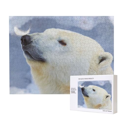 Nasenfedern Eisbär Puzzle für 500 Personen, für Erwachsene und Kinder ab 12 Jahren, anspruchsvolles Puzzle, Puzzlegröße 38 x 52 cm von houhm