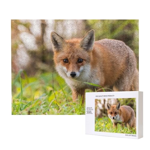 Netter Fuchs mit runden Augen Puzzle für 500 Personen, für Erwachsene und Kinder ab 12 Jahren, anspruchsvolles Puzzle, Puzzlegröße 38 x 52 cm von houhm