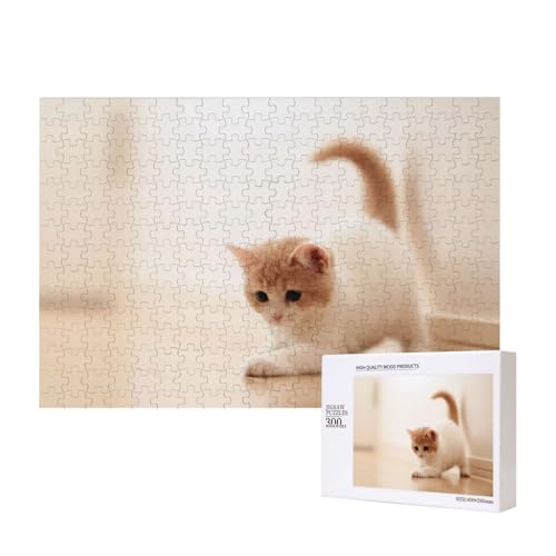 Neugierige Katze 300-teiliges Puzzle, Für Kinder ab 9 Jahren Lernspielzeug-300 Teile 28X40cm von houhm