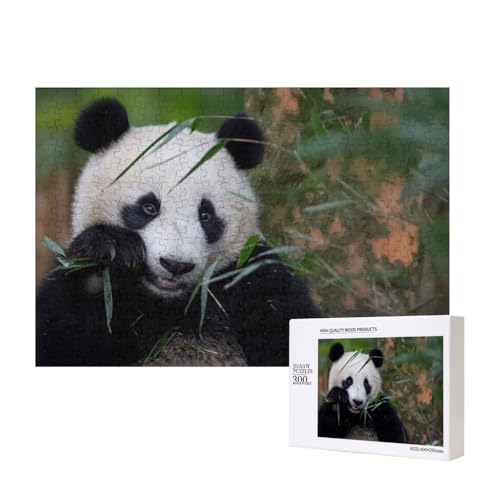 Panda beißt Blätter 300-teiliges Puzzle, Für Kinder ab 9 Jahren Lernspielzeug-300 Teile 28X40cm von houhm