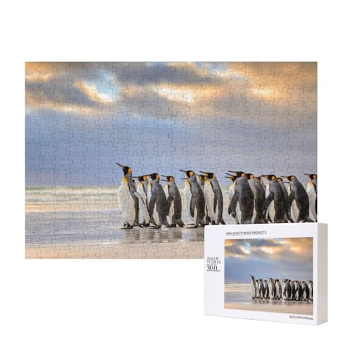 Pinguinfamilie am Morgen 300-teiliges Puzzle, Für Kinder ab 9 Jahren Lernspielzeug-300 Teile 28X40cm von houhm