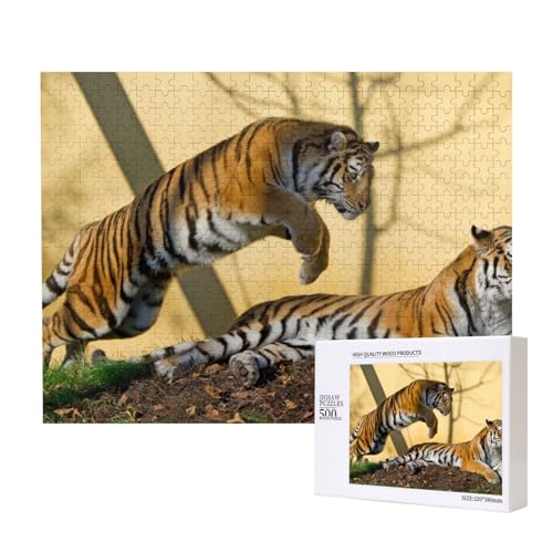 Robuster Tigersprung Puzzle für 500 Personen, für Erwachsene und Kinder ab 12 Jahren, anspruchsvolles Puzzle, Puzzlegröße 38 x 52 cm von houhm