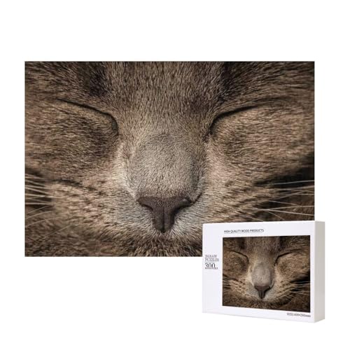 Sanfte pelzige Schwarze Katze 300-teiliges Puzzle, Für Kinder ab 9 Jahren Lernspielzeug-300 Teile 28X40cm von houhm