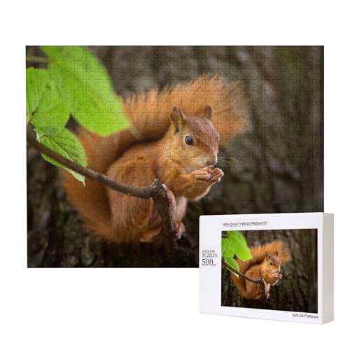 Scharfzahniges Eichhörnchen Puzzle für 500 Personen, für Erwachsene und Kinder ab 12 Jahren, anspruchsvolles Puzzle, Puzzlegröße 38 x 52 cm von houhm