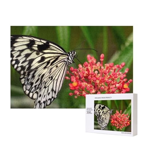 Schöner weißer Schmetterling 300-teiliges Puzzle, Für Kinder ab 9 Jahren Lernspielzeug-300 Teile 28X40cm von houhm