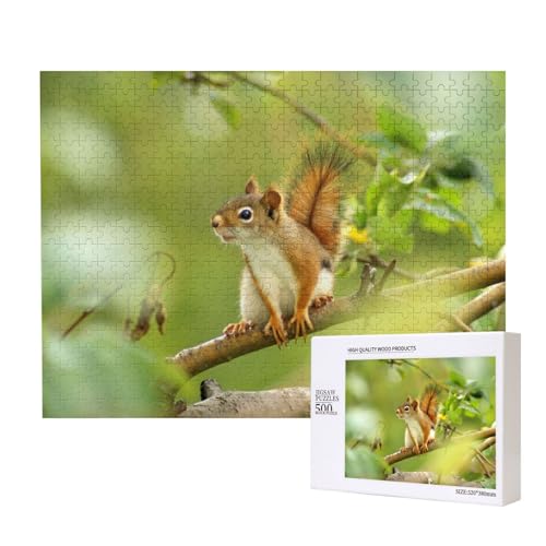 Schüchternes kleines Eichhörnchen Puzzle für 500 Personen, für Erwachsene und Kinder ab 12 Jahren, anspruchsvolles Puzzle, Puzzlegröße 38 x 52 cm von houhm