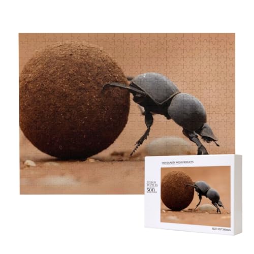 Schwarzer Mistkäfer Puzzle für 500 Personen, für Erwachsene und Kinder ab 12 Jahren, anspruchsvolles Puzzle, Puzzlegröße 38 x 52 cm von houhm