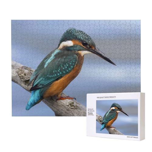 Schwarzschnabel-Eisvogel Puzzle für 500 Personen, für Erwachsene und Kinder ab 12 Jahren, anspruchsvolles Puzzle, Puzzlegröße 38 x 52 cm von houhm